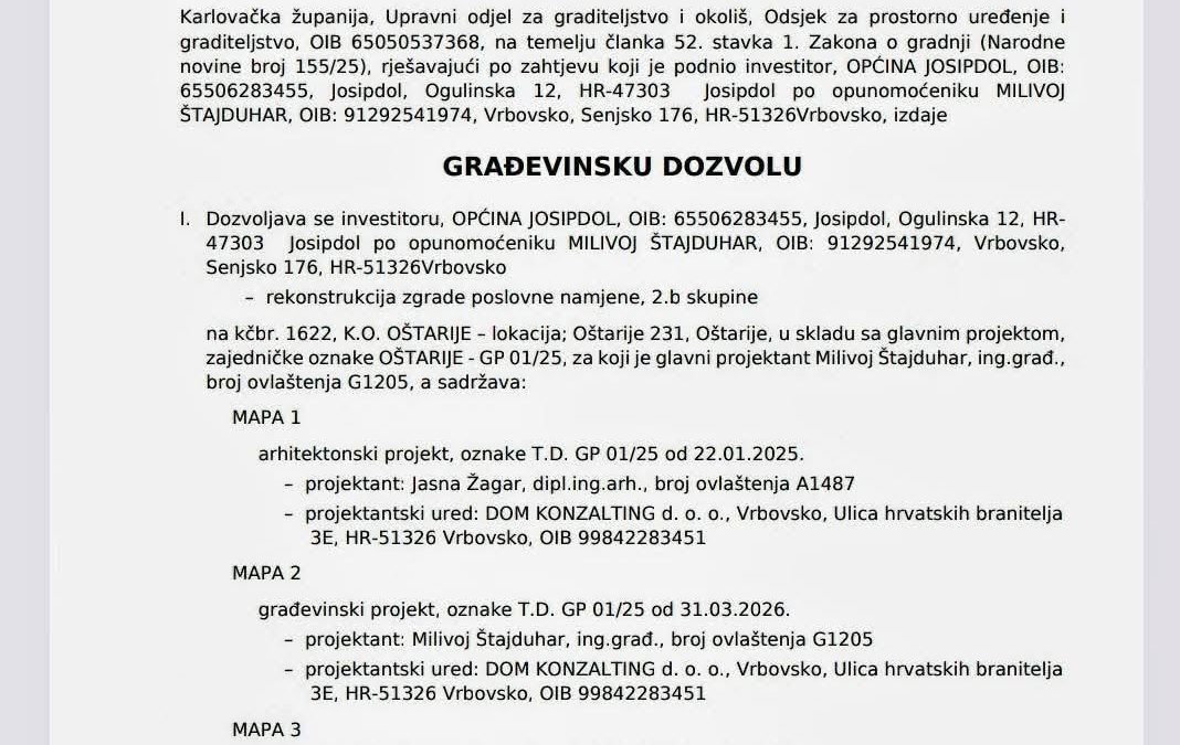Žuta zgrada u Oštarijama nakon godina problema, konačno se ide prema rješenju